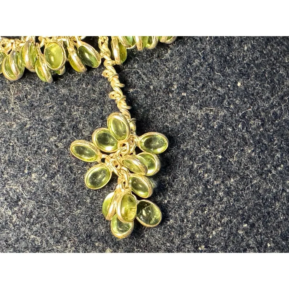 925 Sterling 16in Necklace Pale Green Teardrop Crystals